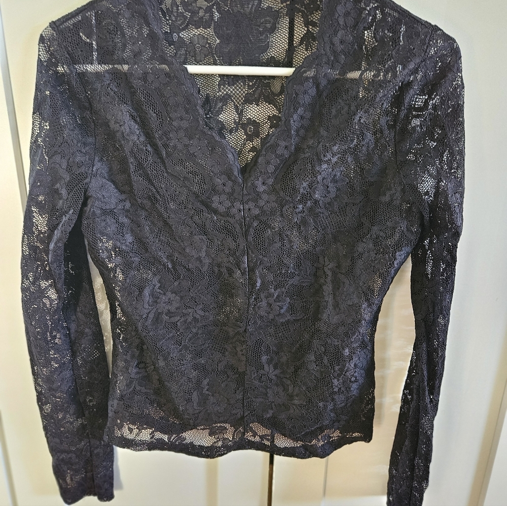 Elegant Black Lace Long Sleeve Top